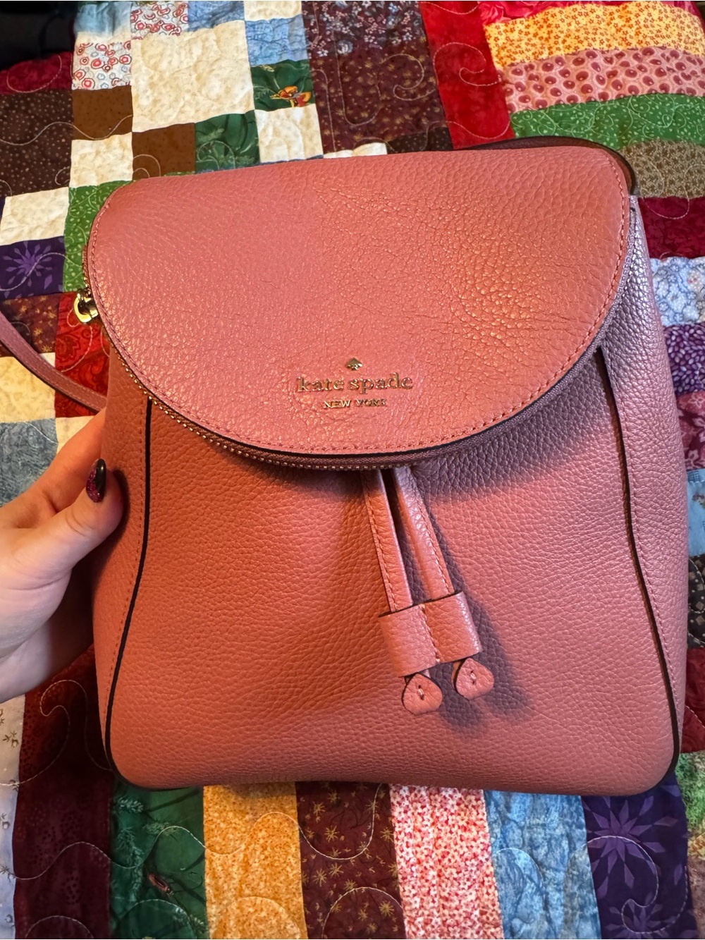 kate spade Pebbled Leather Crossbody Bag in Salmon Pink